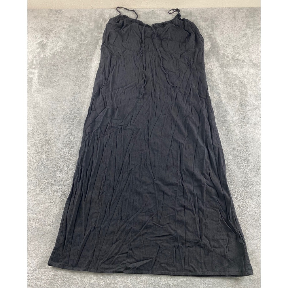 Old Navy Womens Black Crinkle Gauze Cami Maxi Dress Empire Waist L. Sleeveless